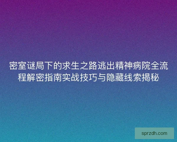 密室谜局下的求生之路逃出精神病院全流程解密指南实战技巧与隐藏线索揭秘