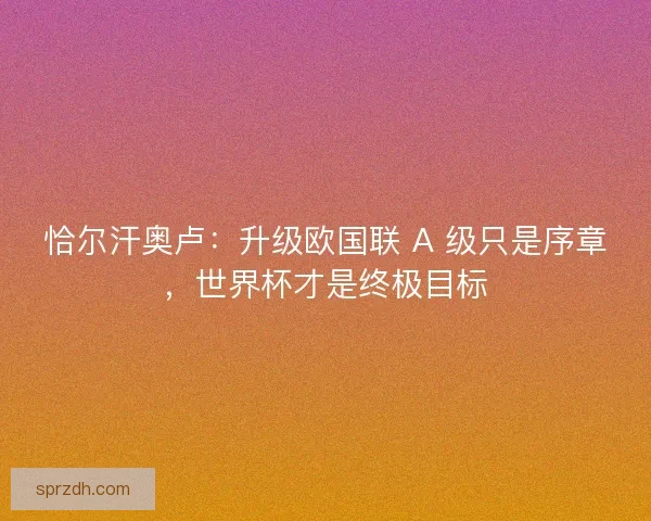 恰尔汗奥卢：升级欧国联 A 级只是序章，世界杯才是终极目标
