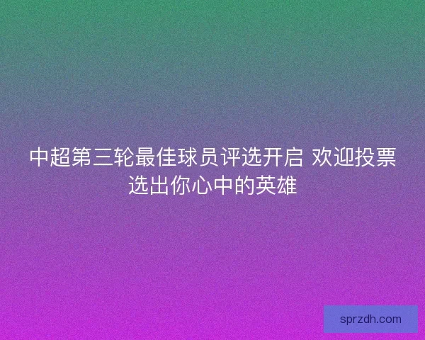 中超第三轮最佳球员评选开启 欢迎投票选出你心中的英雄